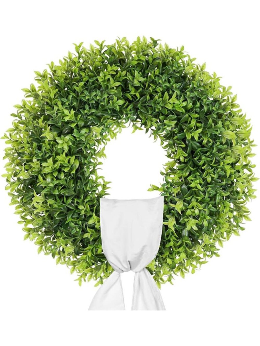 Artificial Boxwood Wreaths for Front Door with Sash Outdoor Summer
